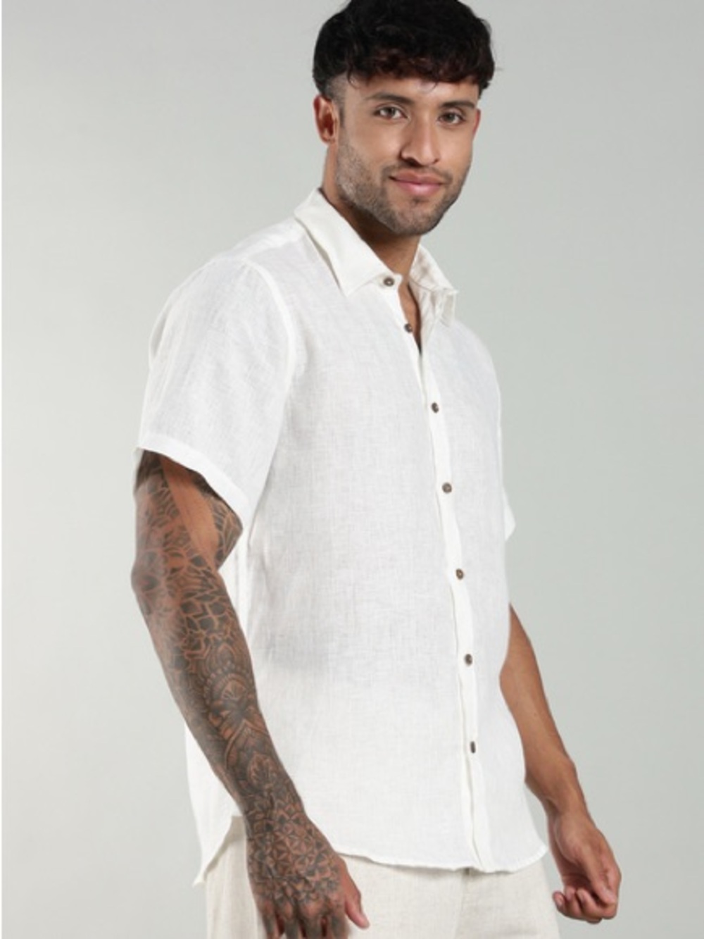 Men's Casual Short-Sleeve Button-Down Shirt - White